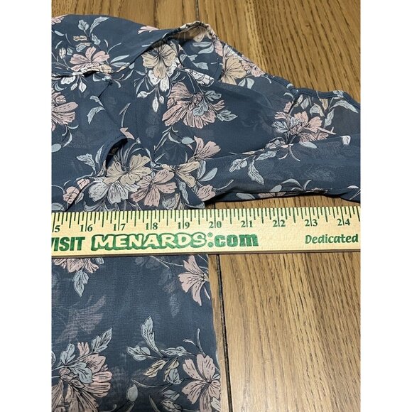 VICI Womens Size Small Blue Long Ruffle Sleeve Boho‎ Floral Blouse Peasant City - Picture 6 of 10